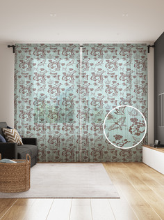 Фототюль JoyArty "Бабочки в саду", 145x265см (2 полотна со шторной лентой + 50 крючков)