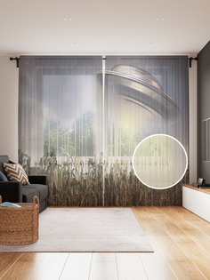 Фототюль JoyArty "Вьюны и цикорий", 145x265см (2 полотна со шторной лентой + 50 крючков)