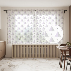 Фототюль JoyArty "Половинчатые пирамиды", 145x180см (2 полотна с лентой + 50 крючков)