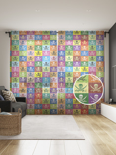 Фототюль JoyArty "Пиратская палитра", 145x265см (2 полотна со шторной лентой + 50 крючков)