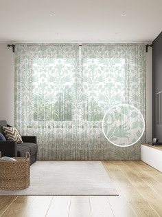 Фототюль JoyArty "Мятные листья", 145x265см (2 полотна со шторной лентой + 50 крючков)