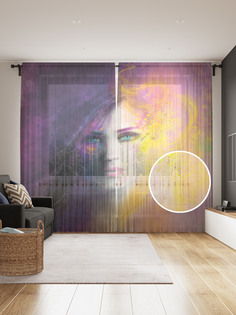 Фототюль JoyArty "Портрет необычной девушки" 145x265см, 2 полотна, лента, 50 крючков