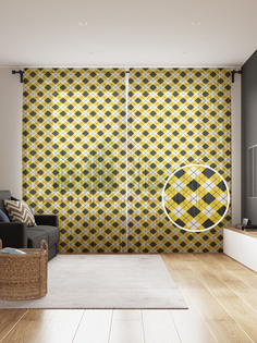 Фототюль JoyArty "Ромбы на пересечениях", 145x265см, 2 полотна, лента, 50 крючков