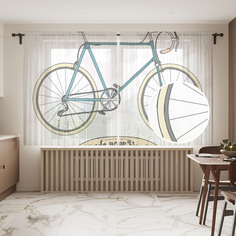 Фототюль JoyArty "Винтажный велосипед", 145x180см (2 полотна с лентой + 50 крючков)