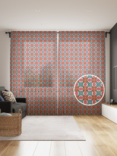 Фототюль JoyArty "Решетка из овальных ромбов", 145x265см, 2 полотна, лента, 50 крючков