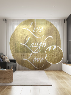 Фототюль JoyArty "Живи, улыбайся, люби", 145x265см, 2 полотна, лента, 50 крючков