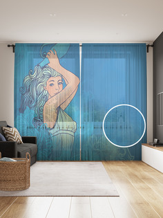 Фототюль JoyArty "Девушка с кувшином", 145x265см, 2 полотна, лента, 50 крючков