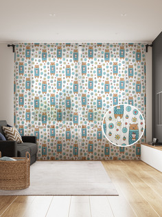 Фототюль JoyArty "Спелые ананасы", 145x265см (2 полотна со шторной лентой + 50 крючков)