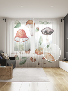 Фототюль JoyArty "Дары леса", 145x265см (2 полотна со шторной лентой + 50 крючков)