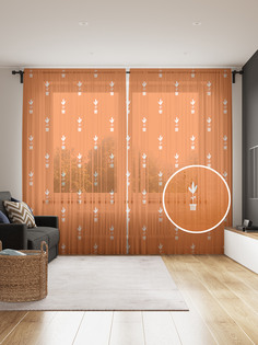 Фототюль JoyArty "Ветка в горшке", 145x265см (2 полотна со шторной лентой + 50 крючков)