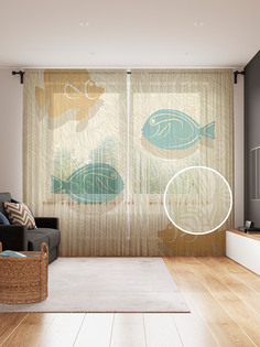 Фототюль JoyArty "Пары рыб", 145x265см (2 полотна со шторной лентой + 50 крючков)