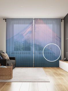 Фототюль JoyArty "Фудзияма в дымке", 145x265см (2 полотна со шторной лентой + 50 крючков)