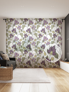 Фототюль JoyArty "Цветочный купол", 145x265см (2 полотна со шторной лентой + 50 крючков)