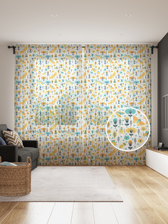 Фототюль JoyArty "Насекомые на лугу", 145x265см (2 полотна со шторной лентой + 50 крючков)