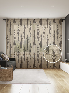 Фототюль JoyArty "Девушка с кувшином на голове", 145x265см, 2 полотна, лента, 50 крючков