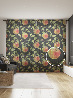 Фототюль JoyArty "Ночные яблоки", 145x265см (2 полотна со шторной лентой + 50 крючков)