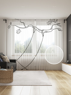 Фототюль JoyArty "Качалка на веточке" 145x265см (2 полотна со шторной лентой + 50 крючков)