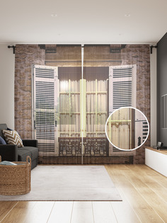 Фототюль JoyArty "Эффектное окно", 145x265см (2 полотна со шторной лентой + 50 крючков)