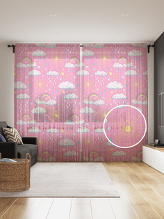 Фототюль JoyArty "Американский орел на флаге" 145x265см, 2 полотна, лента, 50 крючков