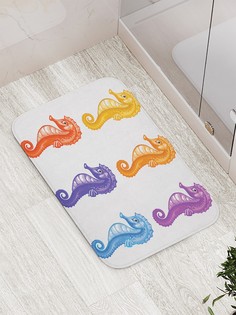 Коврик противоскользящий JoyArty Морские коньки в красках для ванной 77х52 см