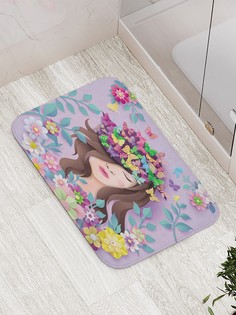 Коврик противоскользящий JoyArty Девушка в бабочках и цветах для ванной 77х52 см