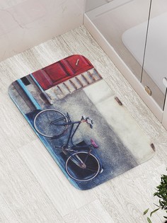 Коврик противоскользящий JoyArty Велосипед под домом для ванной 77х52 см