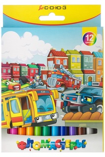 Фломастеры СОЮЗ Машинки 12 цветов