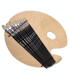 Набор кистей c палитрой "Roubloff", 10 штук, щетина, овальные, палитра №41