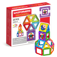 Конструктор магнитный Magformers Basic Plus Set - Девочка, 27 дет., базовый набор+фигурка