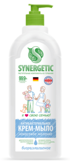 Туалетное мыло Synergetic Кокосовое молочко жидкое, антибактериальное, для тела, 1 л