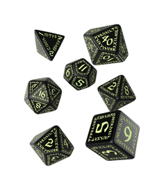 Набор кубиков Q-Workshop Runic Black & glow-in-the-dark Dice Set 7 SRUN19