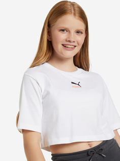Футболка для девочек PUMA Cropped Top, Белый, размер 141-152