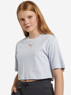 Футболка для девочек PUMA Cropped Top, Голубой, размер 117-128