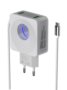 Зарядное устройство More Choice NC48a 2xUSB 2.1A + кабель Type-C White 4627151195568