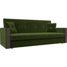 Прямой диван АртМебель Валенсия микровельвет зеленый книжка