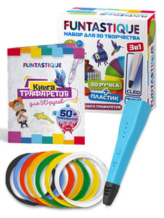 Набор для 3Д творчества FUNTASTIQUE 4в1 3D-ручка CLEO синий+PLA-пластик 7 цветов