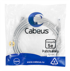 Патч-корд Cabeus RJ45-RJ45 5м (PC-UTP-RJ45-Cat.5e-5m)
