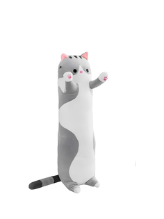 Мягкая игрушка Market toys lab антистресс кот-батон-багет, 50 см, серый