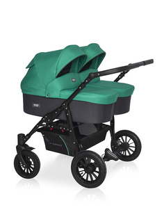 Коляска для близнецов SAXO RIKO BASIC 01 бирюзовый-чёрный
