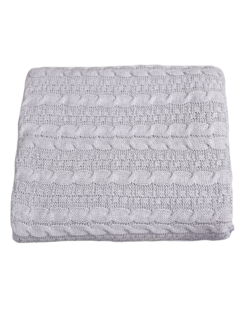 Плед вязаный Warm Whiff Светло-серый 120x220 см Хлопок 100 %
