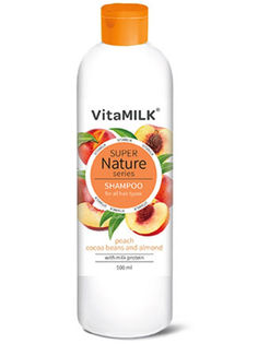 Шампунь для волос Vitamilk Super nature Персик, Зерна какао и миндаля, 500 мл Vita&Milk