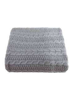 Плед вязаный Warm Whiff Светло-серый 180x220 см Хлопок 100 %