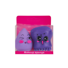 Набор косметический: спонж + щеточка для очищения лица Accessories Makeup Sponge 2 пр.