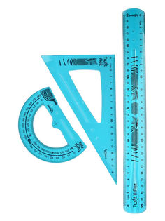 Чертежные инструменты: линейка, угольник, транспортир MAPED Twistn Flex Maxi, голубой
