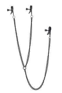 Зажимы на соски и клитор на цепочке DreamToys DELUXE NIPPLE CLIT CLAMPS черные