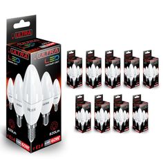 Лампочка свеча Ultra Led С37 8,5W E14, Теплый белый свет, E14, 8.5 Вт, Светодиодная, 10 шт