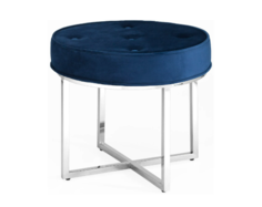 Банкетка САПФИР велюр синий сталь серебро Stool Group