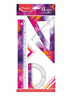 Чертежные инструменты: линейка, угольник,транспортир MAPED Cosmic Teens, фиолетовый