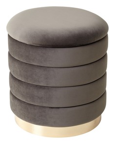 Пуф для гостиной ФРЕД графит, велюр / золотой каркас М Сити