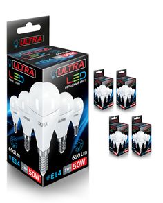 Светодиодная Лампочка ULTRA LED G45 7W E14 4000K комплект 5 шт.